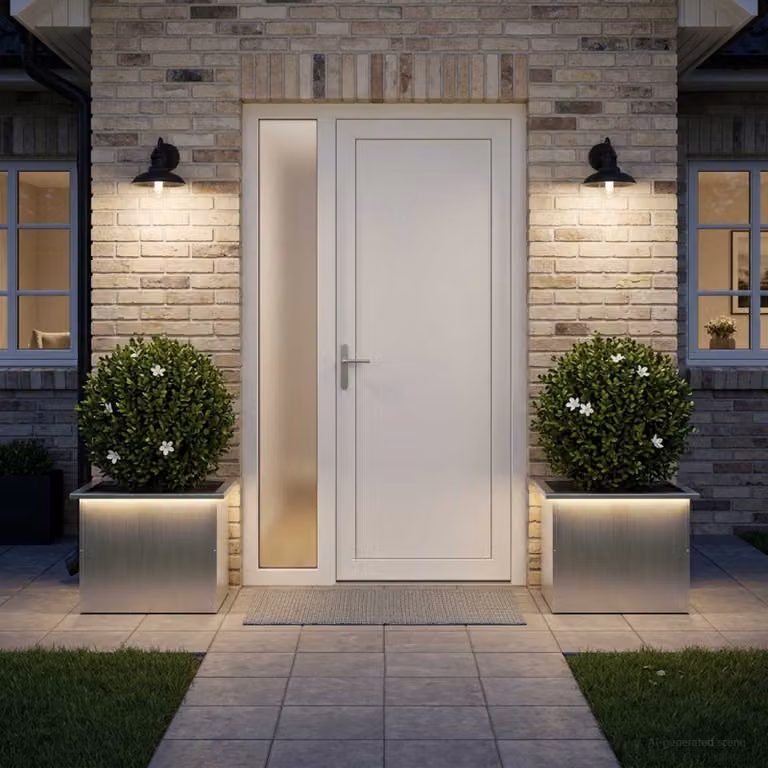 Set di 2 fioriere da giardino con LED vidaXL in acciaio zincato, Argento, L: 60 cm, P: 40 cm, H: 40 cm