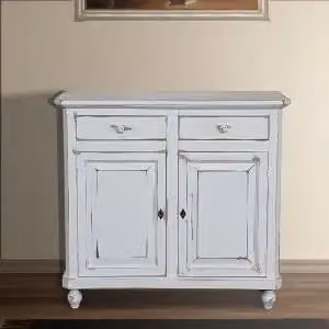 Credenza base napoletana in legno Shabby chic 2 ante bianco consumato