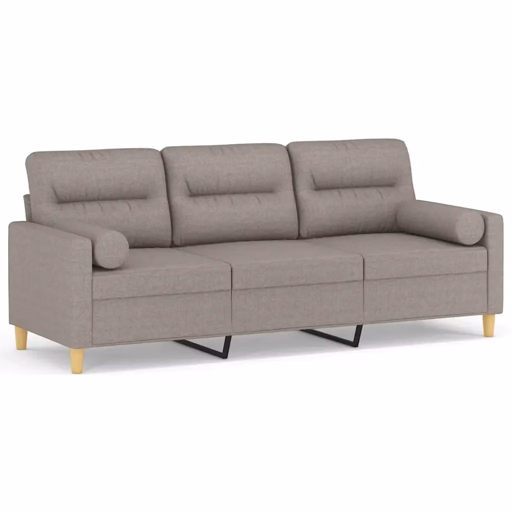 Divano a 3 posti moderno vidaXL in tessuto beige o grigio con cuscini e coperture rimovibili L: 198 cm, P: 80 cm, H: 77 cm – 2