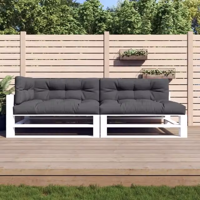 Set di 5 cuscini per pallet vidaXL in poliestere antracite, idrorepellenti e resistenti ai raggi UV, L/P/H: 120 x 120 x 12 cm