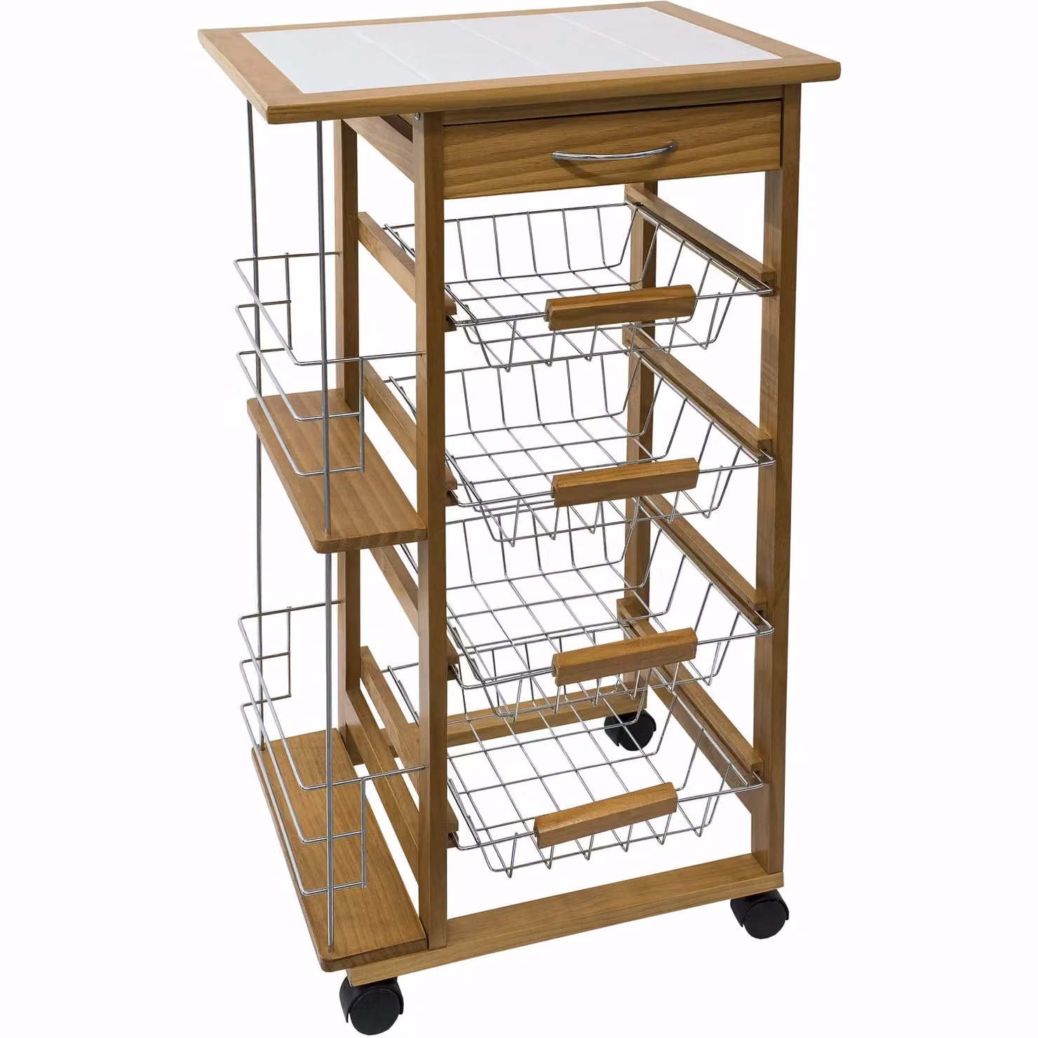 Carrello da cucina Wood Cart VESTIAMO CASA marrone con ruote H 84 x L 47 x P 37 cm