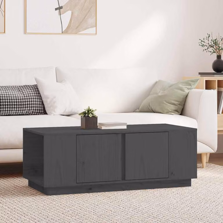 vidaXL Tavolino da Salotto Rustico in Legno di Pino Grigio L: 110 cm, P: 50 cm, H: 40 cm