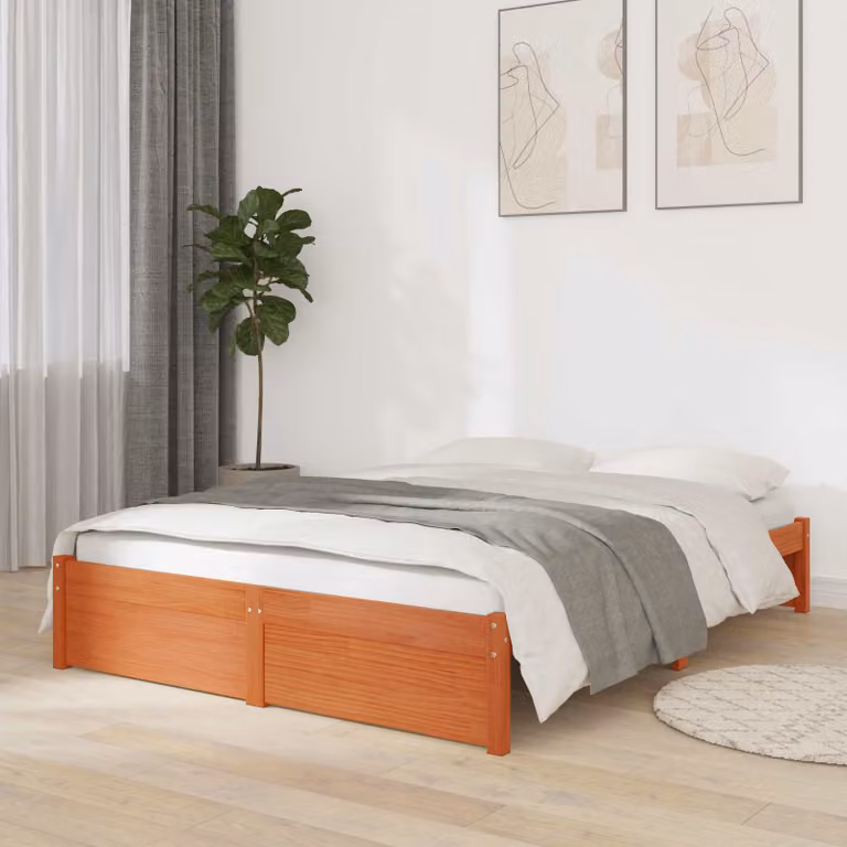 Struttura del letto in pino massello vidaXL colore marrone