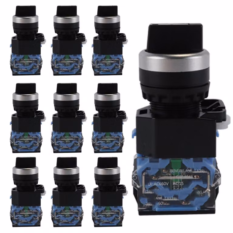 10 interruttori rotativi a 3 posizioni, autobloccanti, con foro di 22 mm