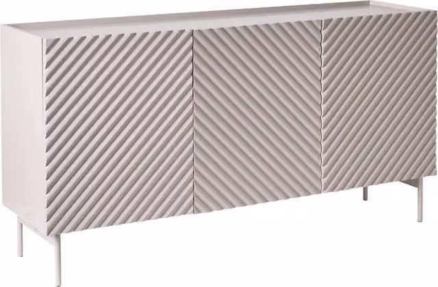 Credenza a 3 ante MDF beige chiaro con gambe in metallo Design moderno Camera da letto Soggiorno