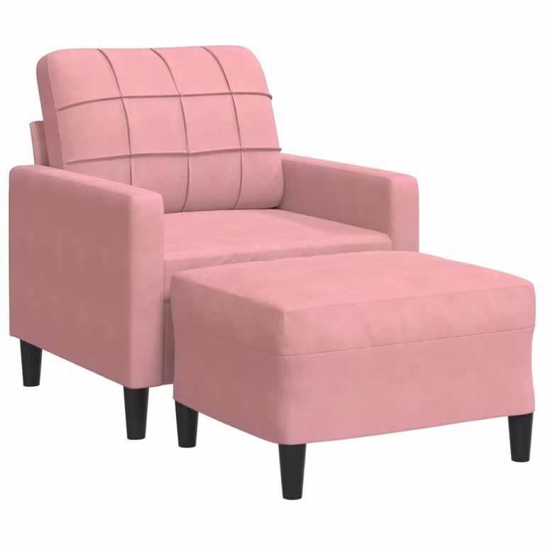 Poltrona con Poggiapiedi Rosa 60 cm Velluto