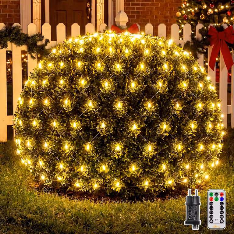 Catene luminose da esterno, dimensioni 2 x 2 metri, 120 LED, luce bianco caldo, con 8 modalità, timer integrato