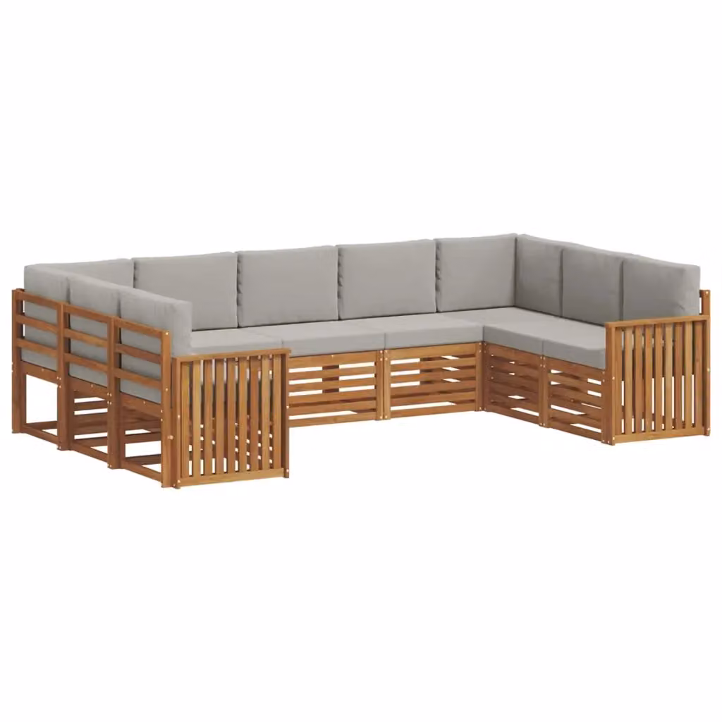 Set di divani da esterno a L vidaXL in legno di acacia con cuscini, Grigio – 2