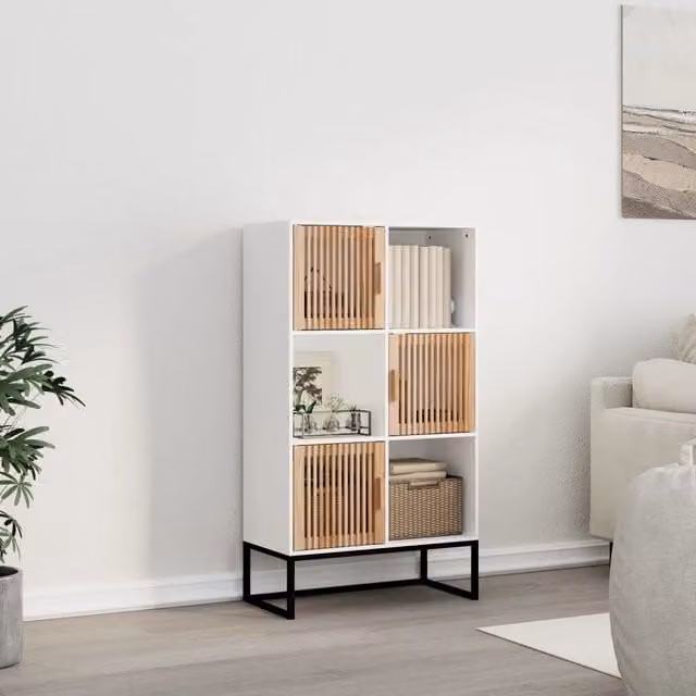 Credenza bianca in legno e metallo stile scandinavo vidaXL L/P/H: 70 x 35 x 125 cm
