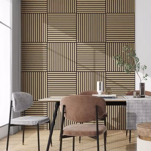 Set di 12 pannelli murali 3D fonoassorbenti NEU.HOLZ a listelli dritti con effetto legno Rovere, copertura 5,76 m², L/P: 60 x 60 cm – 1