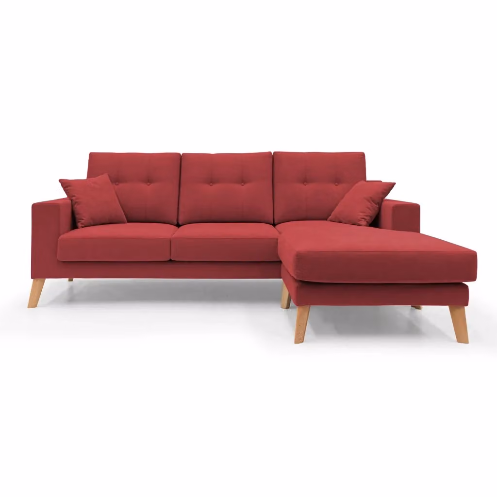 Divano angolare reversibile Danish Divani.Store in tessuto rosso, L: 237 cm – 2