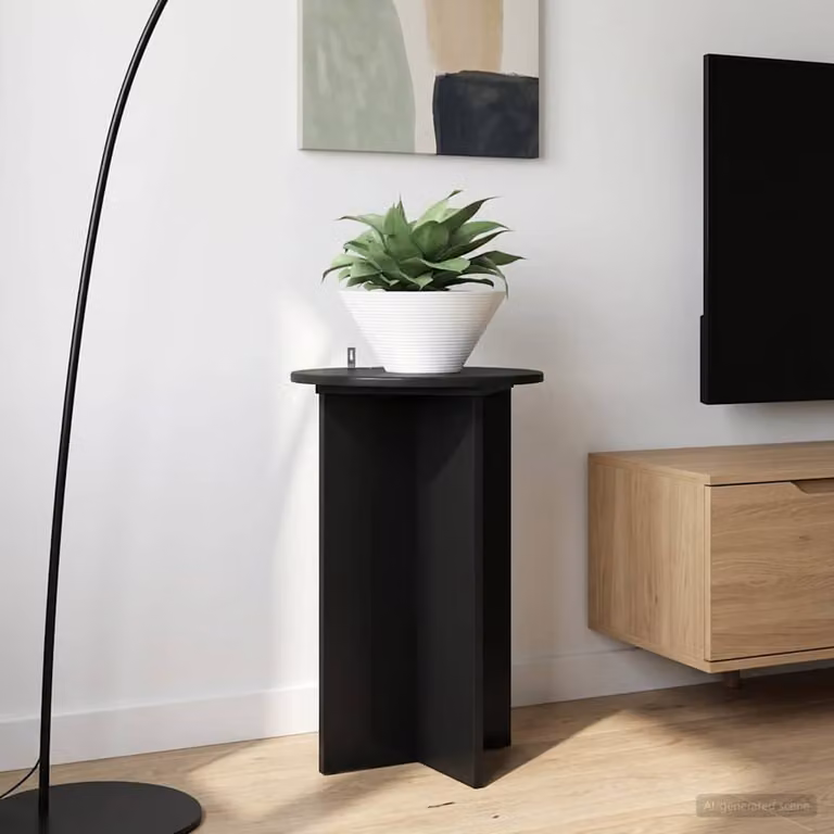 Set di 2 supporti per piante vidaXL in legno MDF nero opaco, Ø40 x H 60 cm