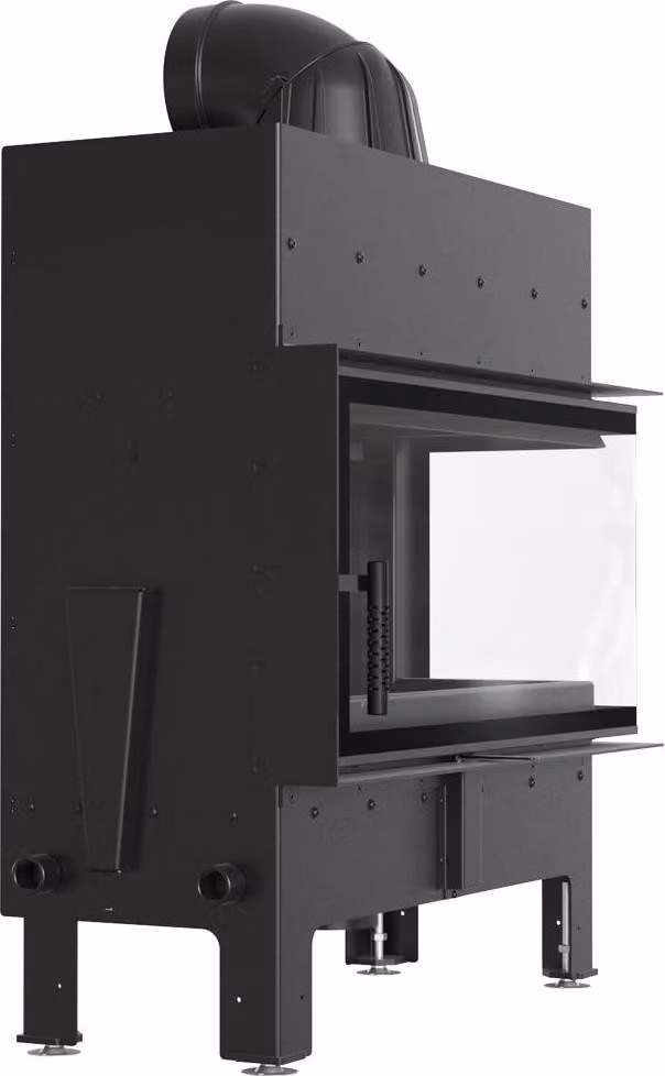 Inserto camino in acciaio KRATKI FLOKI L destra 12 kW Ø 200 rivestimento nero