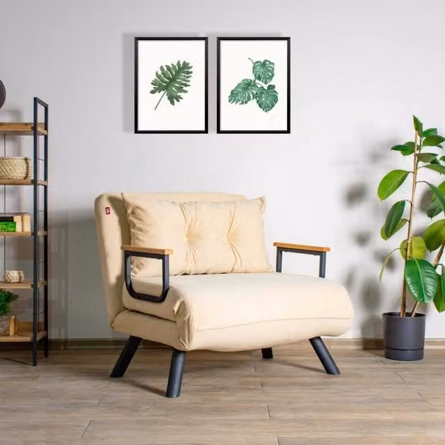 Poltroncina Reclinabile Keoni DMORA Bianco Crema L: 60 cm, P: 78 cm, H: 78 cm – 1