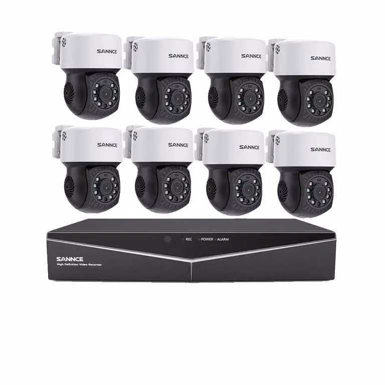 Sistema di videosorveglianza SANNCE, risoluzione 2MP, visione notturna 30m, 8ch con telecamera 8 pz, 4T