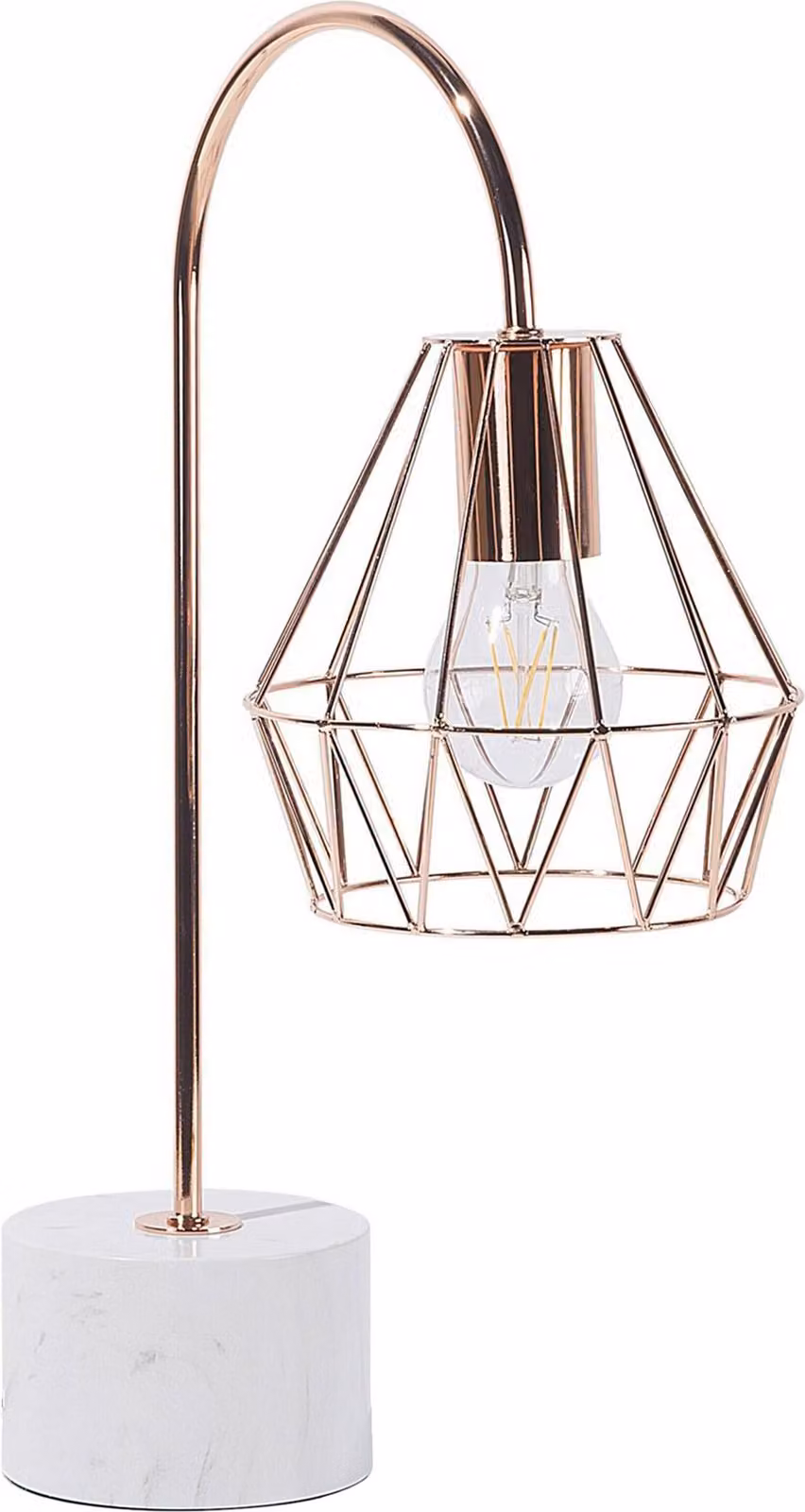 BELIANI Lampada da tavolo in rame metallo 50 cm a forma di diamante base a bulbo aspetto marmo cavo con lampada ad arco design moderno