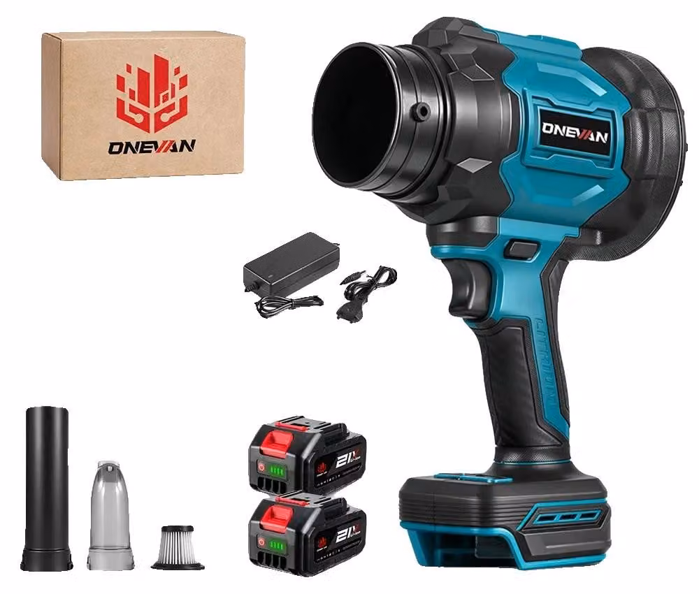 Ventilatore elettrico turbo, motore brushless, struttura leggera, batteria 2×3,0 Ah