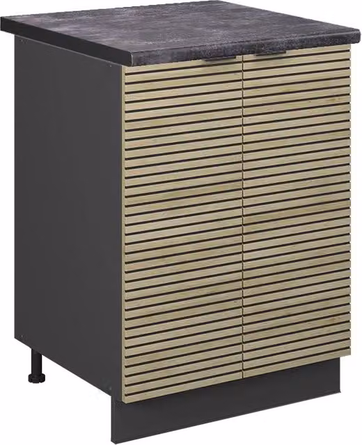 Mobiletto base cucina Vicco Fame-Line in quercia e antracite con ante a battente L: 60 cm, H: 82 cm, P: 29 cm