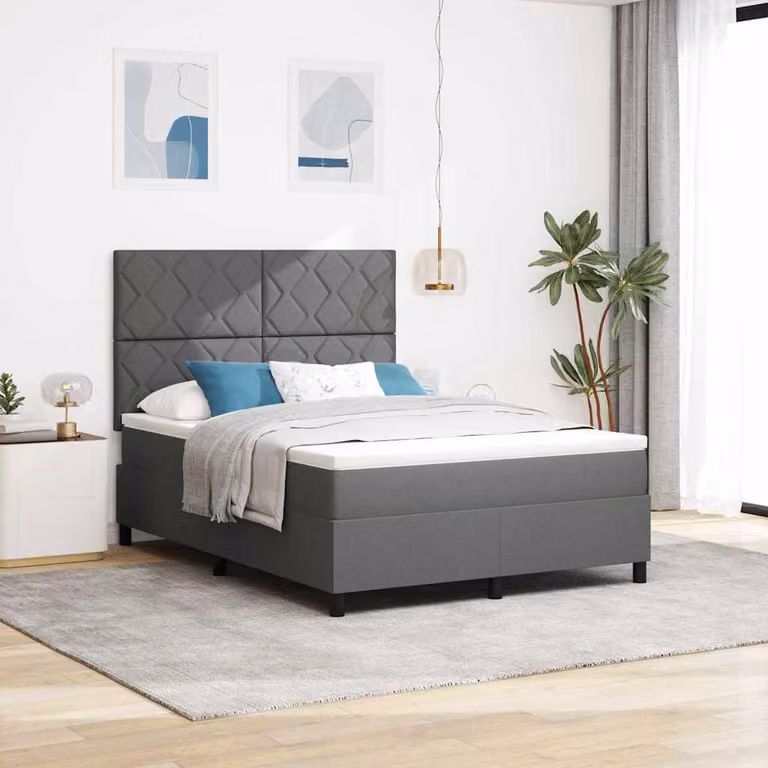 Maison Exclusive - Letto boxspring con testiera grigio scuro 160 x 200 cm in tessuto