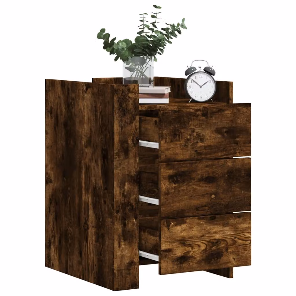 Comodino moderno vidaXL in legno multistrato e MDF color rovere fumo, sospeso a parete, L 45 cm x P 50 cm x H 65 cm