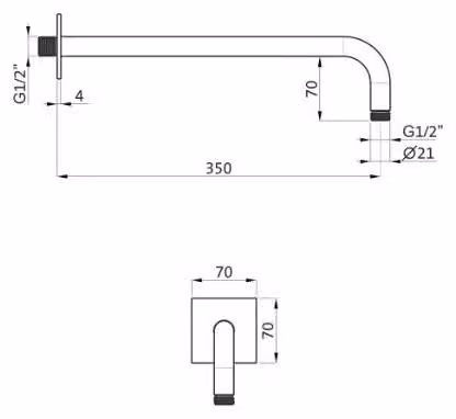 Herzbach LIVING SPA, supporto a parete, 350 mm, angolato a 70°, acciaio inossidabile