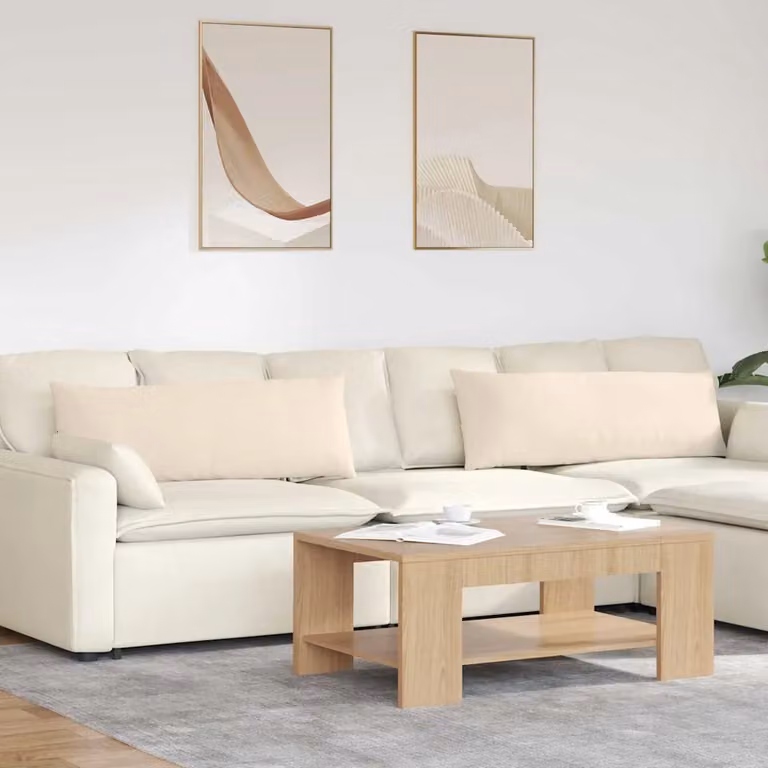 Set di 2 cuscini da divano vidaXL in tessuto beige con fodera rimovibile, L 120 cm x P 40 cm x H 40 cm
