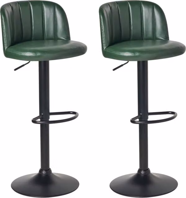 Set di 2 sgabelli Beliani in ecopelle verde scuro stile retrò con rotazione a 360 gradi
