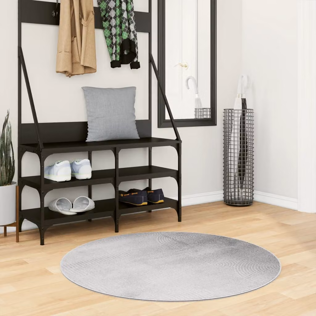 Tappeto rotondo vidaXL IZA in poliestere con design scandinavico geometrico, Grigio, Ø 100 cm