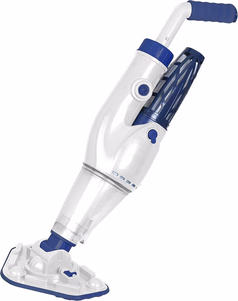 Pulitore automatico per piscine, elettrico, senza fili, portata di 90 litri/ora, autonomia di 90 minuti, colore bianco
