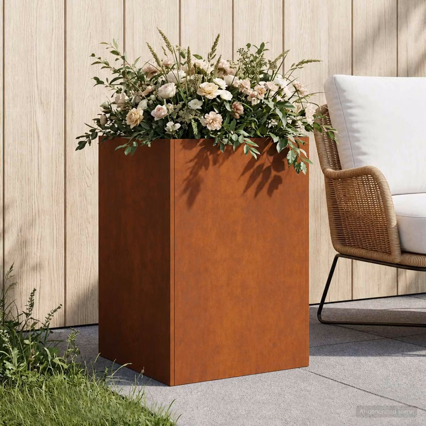 Vaso da giardino vidaXL in acciaio Corten color marrone L/P/H: 40 x 40 x 75 cm