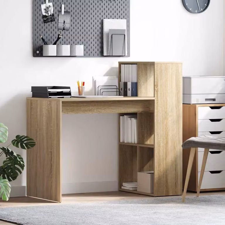 Scrivania da ufficio vidaXL in legno ingegnerizzato color rovere sonoma, L: 103,5 cm, P: 55 cm, H: 75 cm