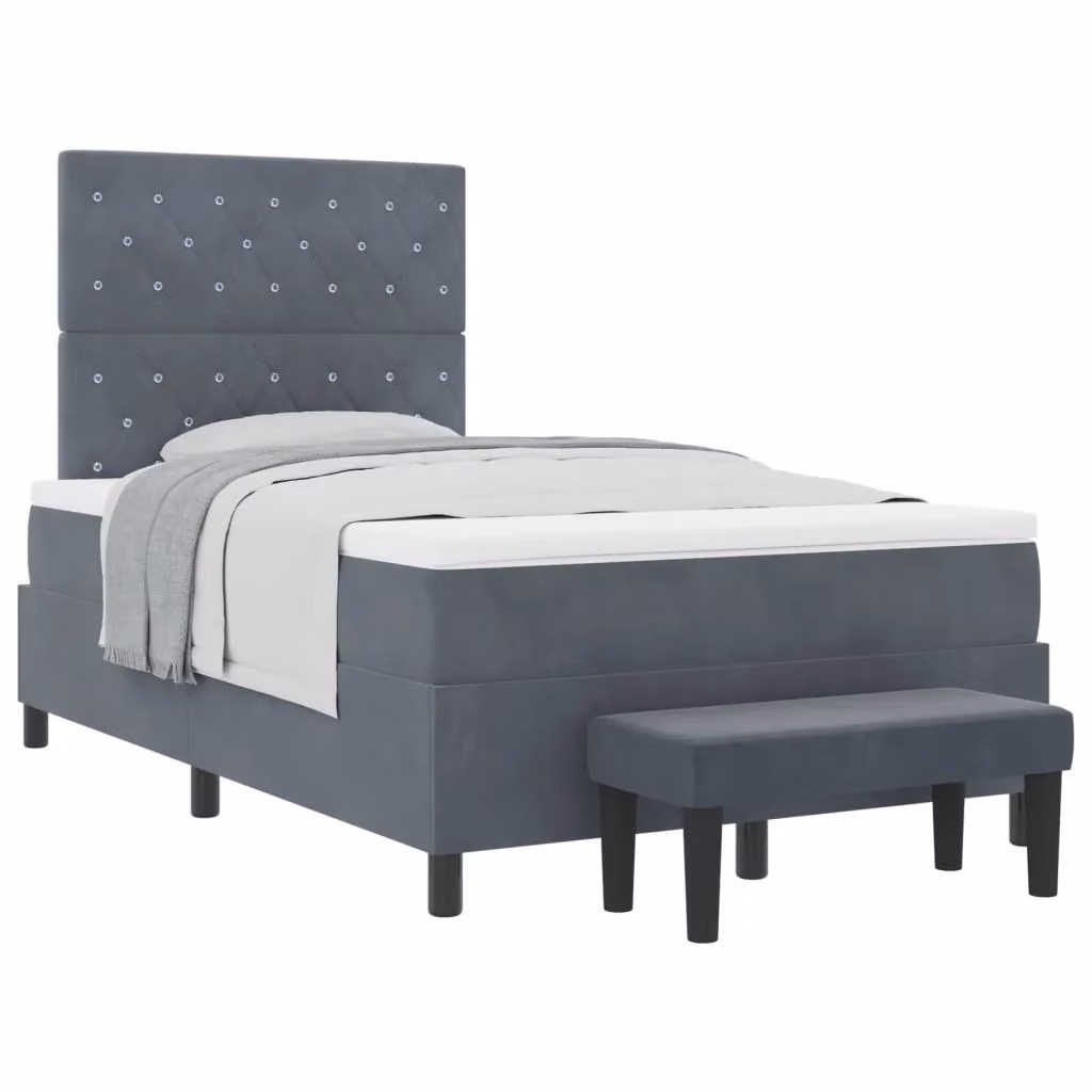 Letto moderno con testiera in velluto grigio vidaXL L/P/H: 120 x 200 x 128 cm – 2