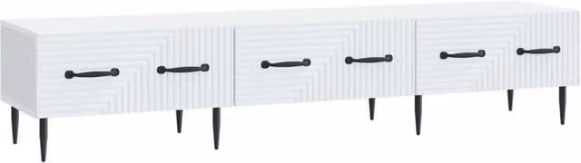 Mobile TV-Credenza Design In Bianco in Legno MDF per Soggiorno L: 147 cm, P: 34,5 cm, H: 30 cm