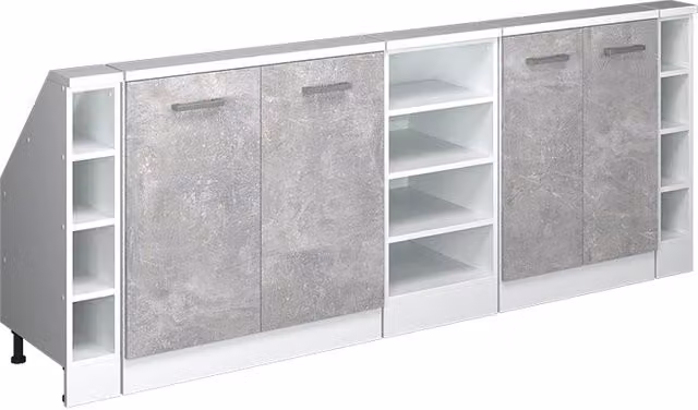 Set di mobili sottotetto Rion Calcestruzzo/Bianco Set di 5 Vicco