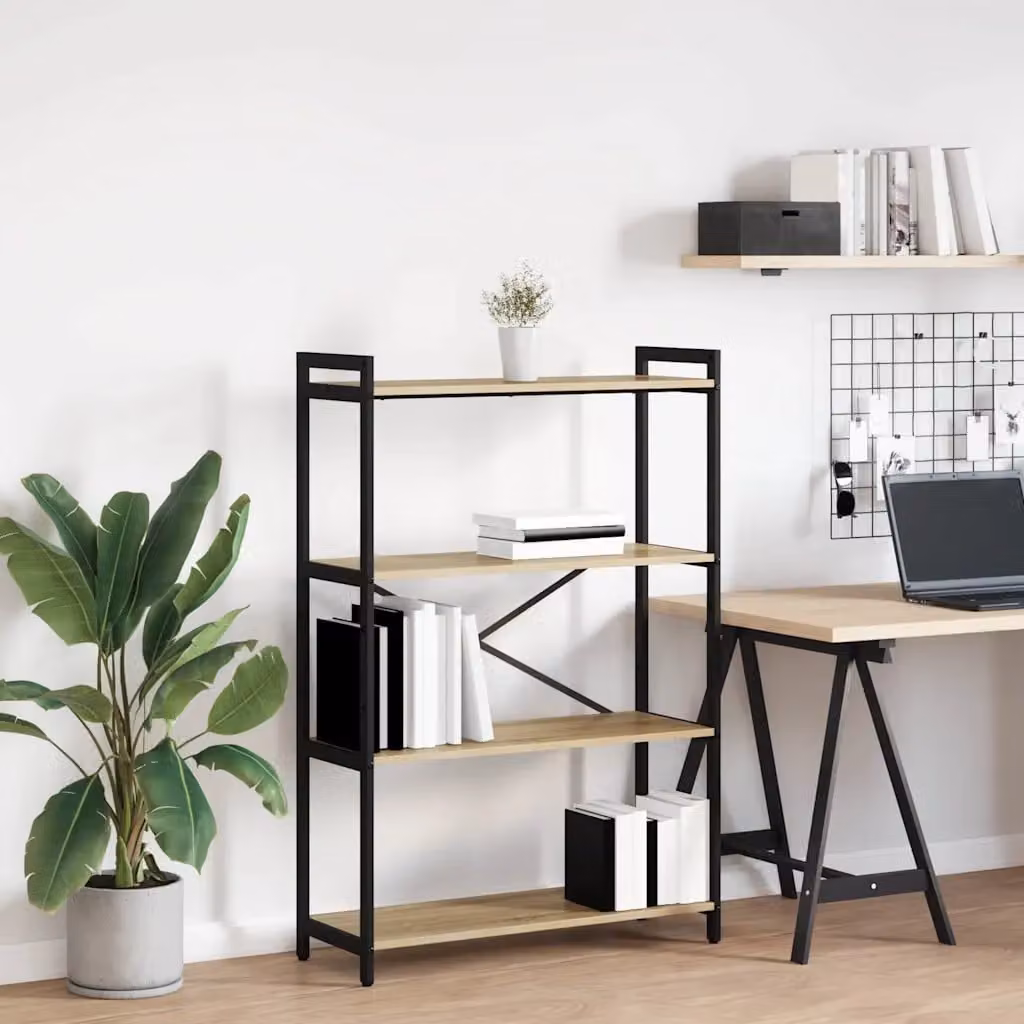 Libreria industrial vidaXL in legno e metallo, colore marrone e nero, L 80 cm x P 30 cm x H 120 cm