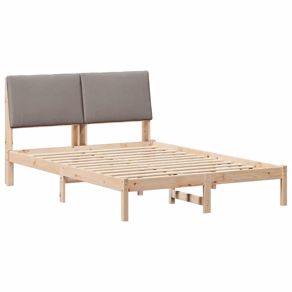 Struttura del letto con testiera vidaXL in legno di pino marrone e taupe L/P/H: 160 x 200 x 93,5 cm – 2