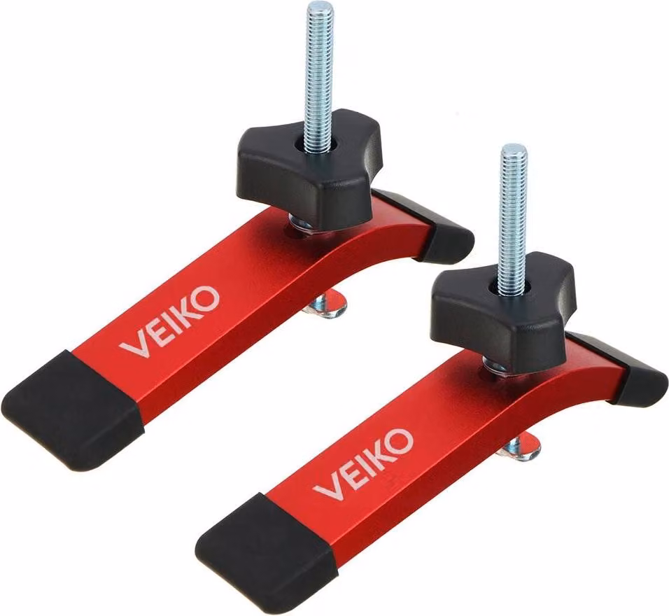 Morsetti di fissaggio per scanalature a T - Set di 2 morsetti a sgancio rapido - Con viti a T - Lega di alluminio - 14×2,5 cm - Per frese, trapani a colonna, tavoli da lavoro CNC