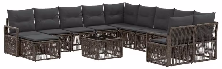 Set Divano da Giardino 12 pcs Grigio polyrattan