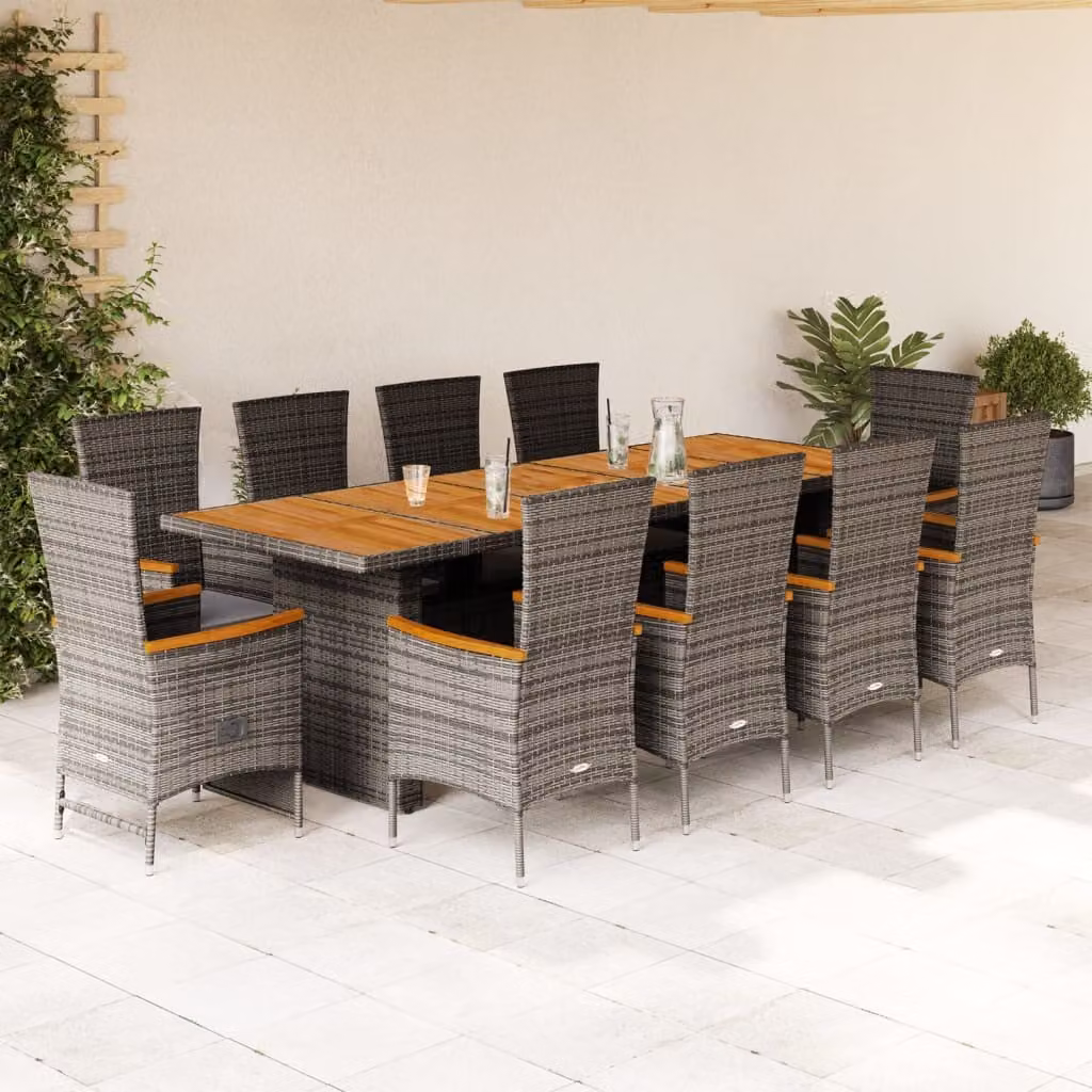 Maison Exclusive - Set da pranzo da giardino 11 pezzi con cuscini in polyrattan grigio
