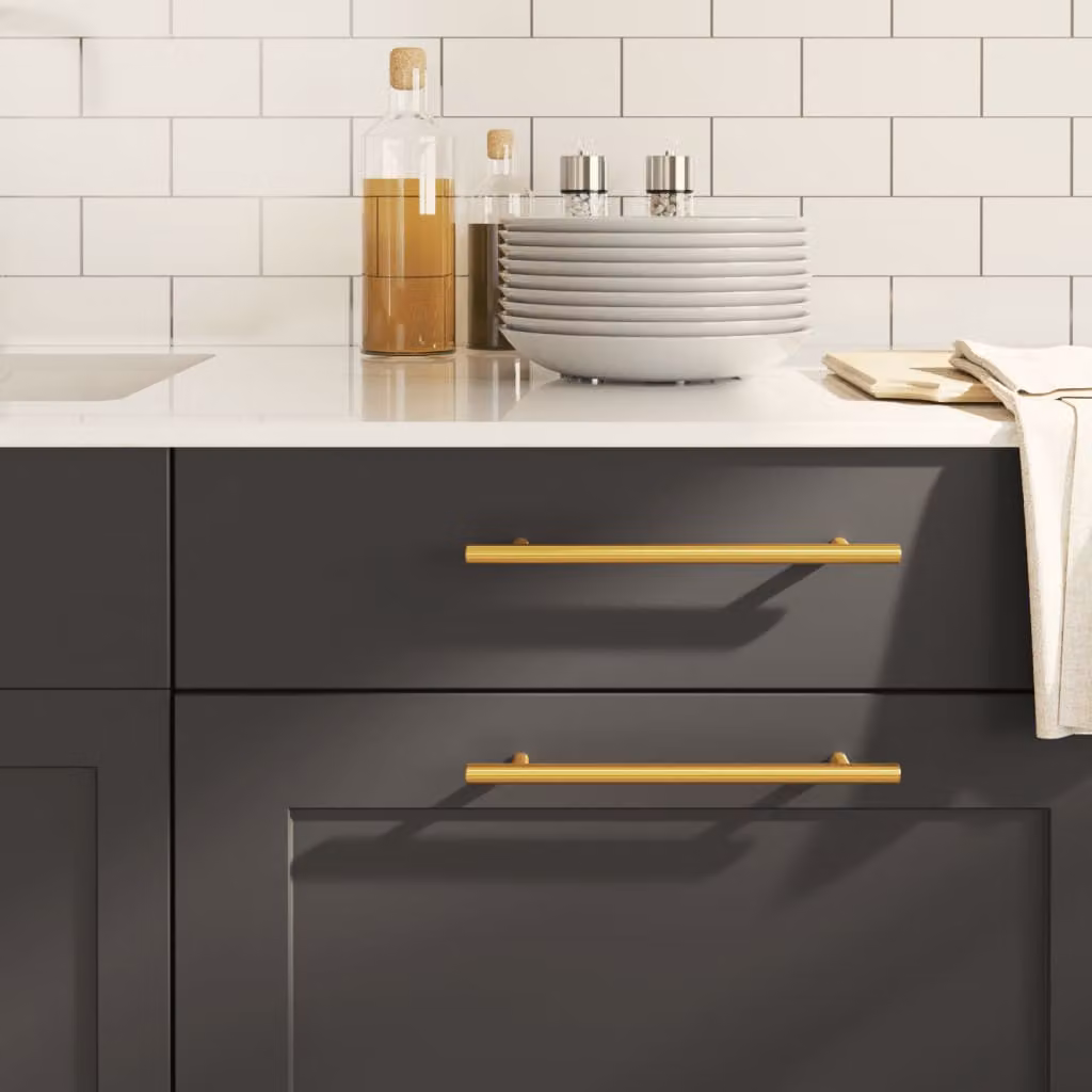 Set di 20 maniglie per mobili a barra vidaXL in acciaio inox color oro lucido, Lunghezza: 192 mm
