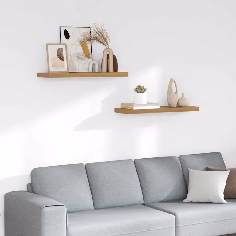 Set di 2 scaffali da parete vidaXL in legno marrone, design moderno, L 90 x P 23,5 x H 3,8 cm