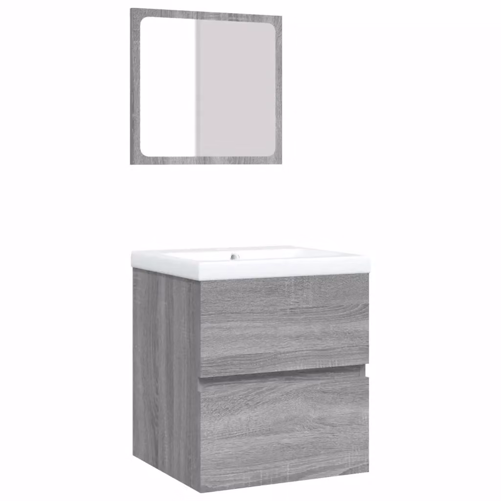 Mobile da bagno con lavabo e specchio vidaXL in bianco e grigio, L/P/H: 76,7 x 45 x 41 cm – 2