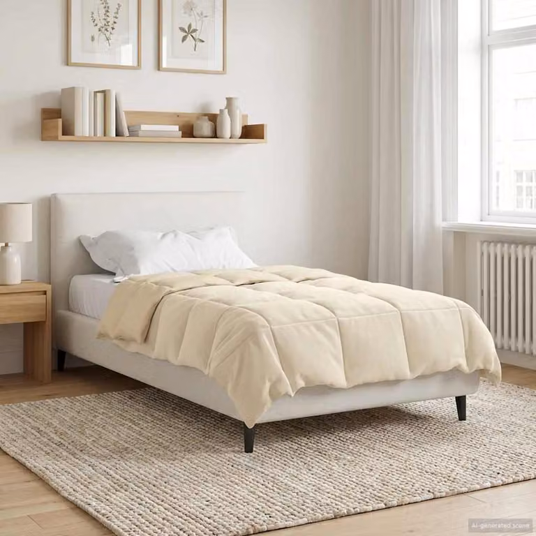 Piumino estivo vidaXL in microfibra traspirante e reversibile, beige, L 140 x P 200 cm
