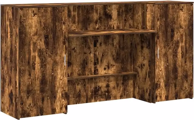 Banco Reception | Scrivania | Tavolo da Ufficio Rovere Fumo 200x50x103,5cm in Legno Multistrato