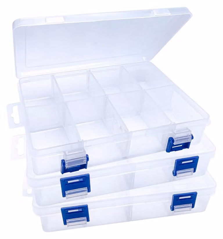 Set di 3 contenitori trasparenti con 8 scomparti