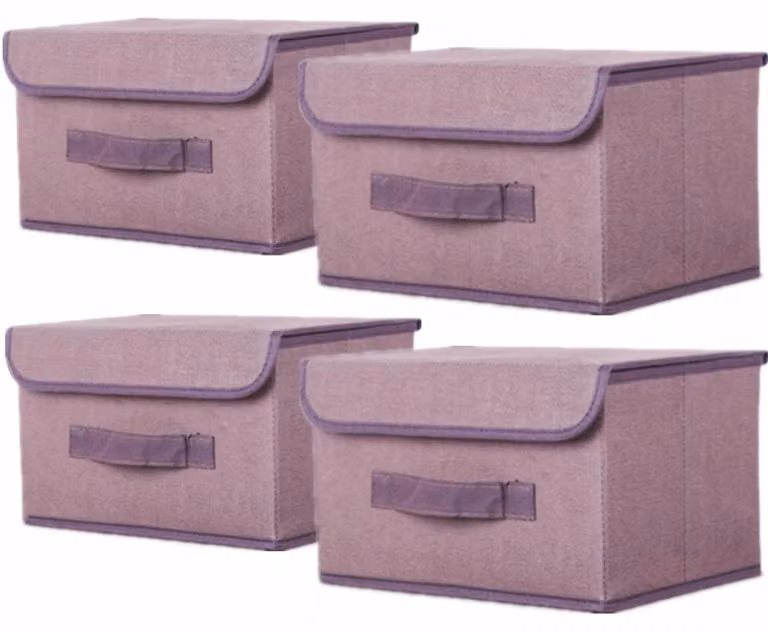 Contenitore in tessuto, pieghevole, 26 x 19 x 16 cm, con coperchio, per abbigliamento
