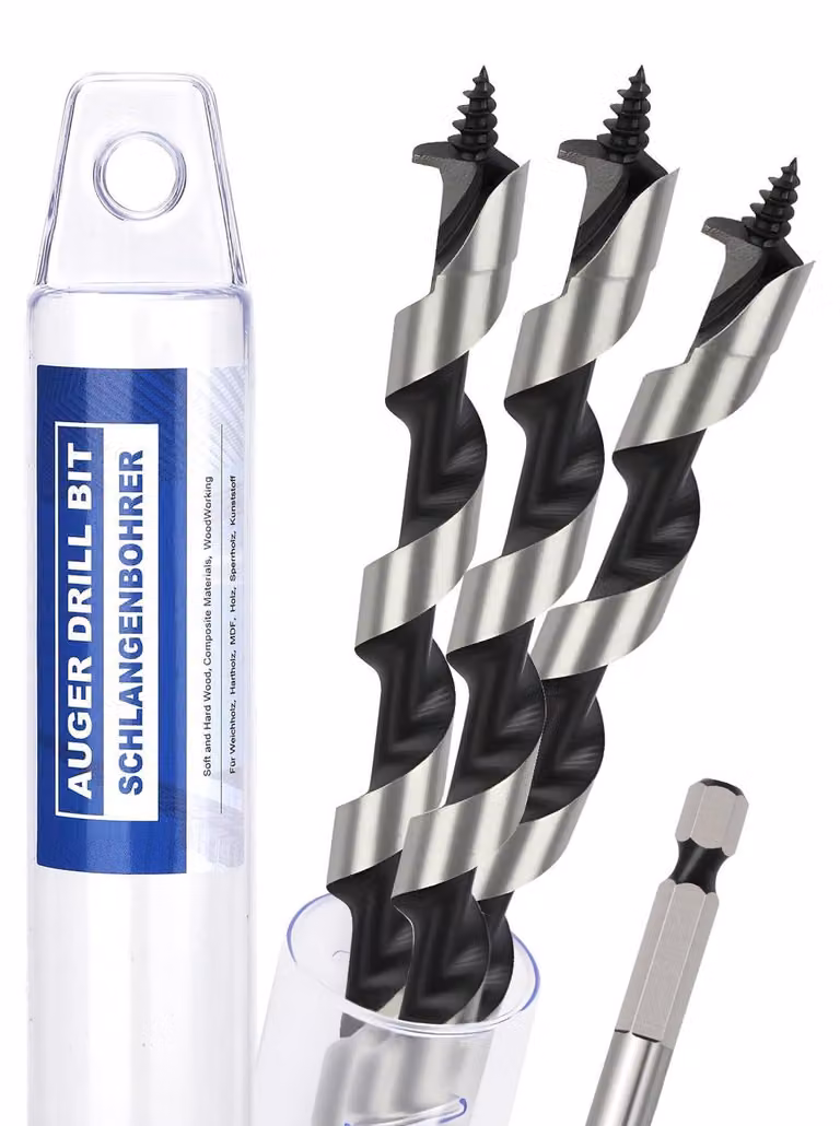 Set di 3 punte da trapano a spirale per legno, diametro 10 mm, lunghezza 155 mm, con punta auto-centrante