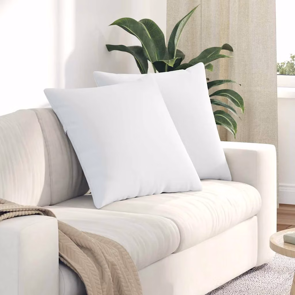 Set di 2 cuscini da divano quadrati vidaXL in tessuto bianco con fodera rimovibile, L 80 x P 80 cm