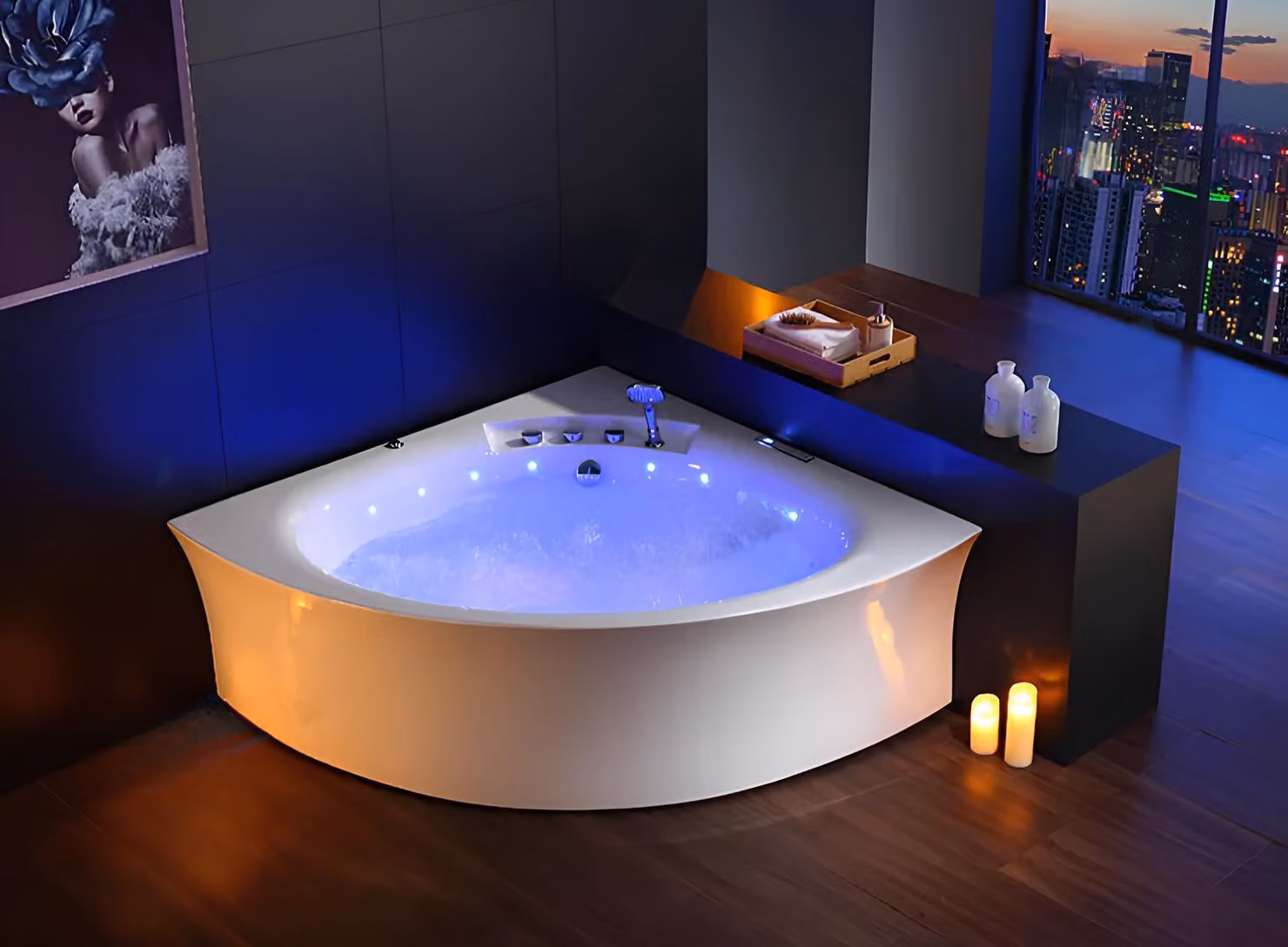 Badewanne Whirlpool Blubberbad Hydromassagewanne Spa-Bad Whirlwanne 155x155 cm