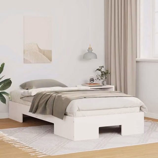 Struttura letto con giroletto e rete a doghe in legno di pino bianco L 80 x P 190 cm – 1